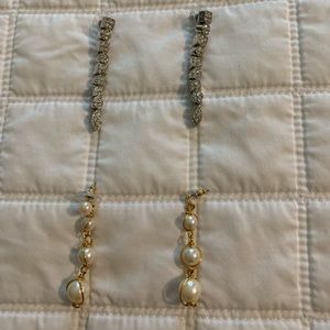 Earrings: rhinestones and faux pearl
